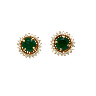 Emerald Halo Diamond Earrings
