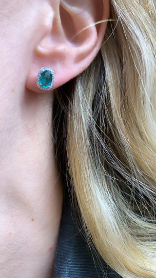 Halo Emerald Earrings