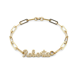 Diamond Name & Clip Chain Bracelet
