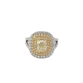 Yellow Diamonds Double Halo Ring