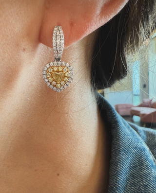 Yellow And White Diamond Earrings