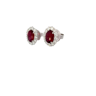 Ruby & Diamond Halo Stud