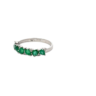 Emerald And Diamond Half Band Ring