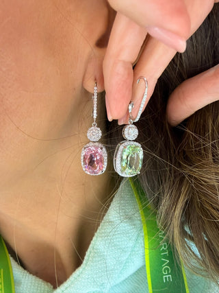 Mint & Pink Tourmaline Cocktail Earrings