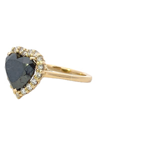 Black Diamond Heart Halo Ring