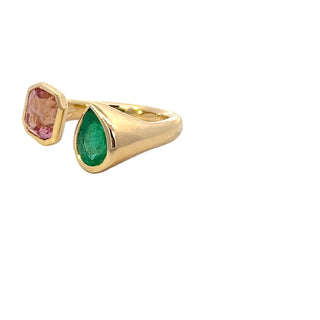 Emerald & Tourmaline Open Ring