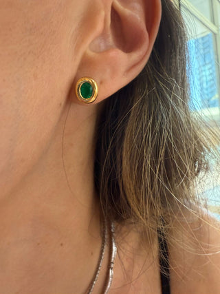 Emerald Bezel Studs