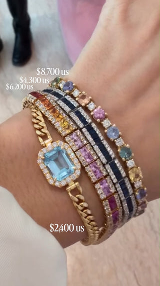 Rainbow Princess Cut Bracelet