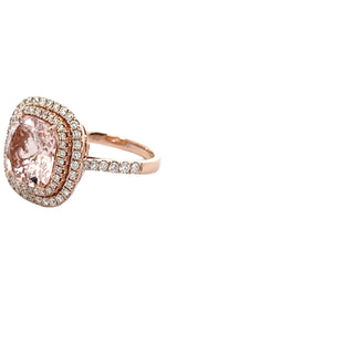 Morganite & Diamond Halo Ring