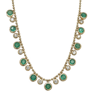 Round Bezel Emerald & Diamond Necklace