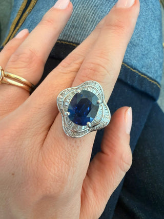 Antique Sapphire & Diamond Baguette Ring
