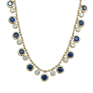 Round Bezel Sapphire & Diamond Necklace