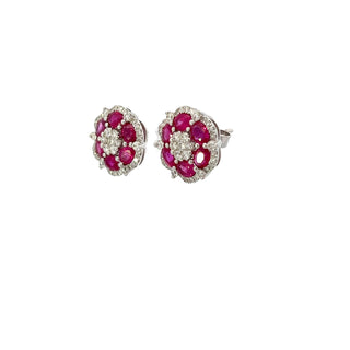 Ruby & Diamond Halo Earrings