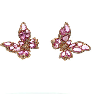 Pink Sapphire Butterfly Earrings