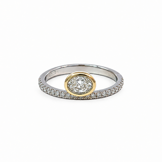 Oval Bezel Diamond Pave Ring