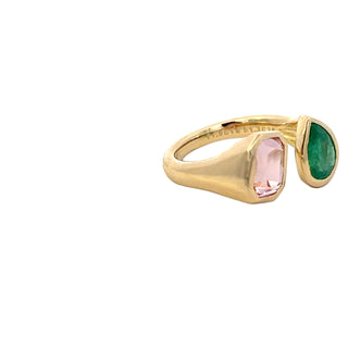 Emerald & Tourmaline Open Ring