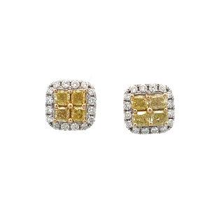 Yellow &White Diamond Studs