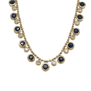 Round Bezel Sapphire & Diamond Necklace