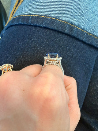 Antique Oval Sapphire & Diamond Halo Ring