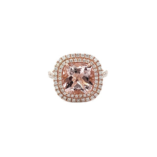 Morganite & Diamond Halo Ring