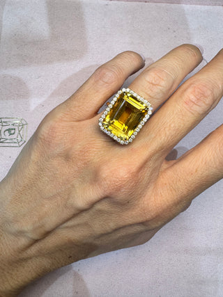 Citrine Halo Diamond Ring
