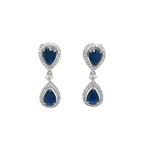 Double Sapphire & Diamond Halo Earrings