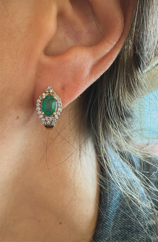 Emerald & Diamond Halo Earrings