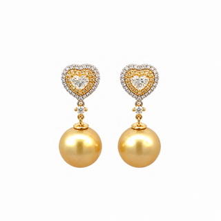 Golden Heart Pearl Earrings