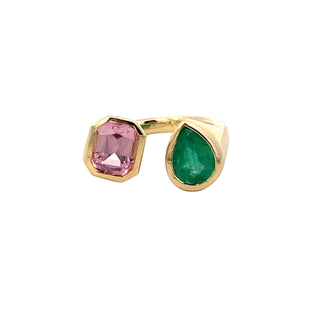 Emerald & Tourmaline Open Ring