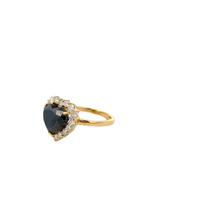 Black Diamond & Diamond Halo Ring