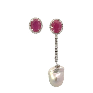 Ruby, Diamond & Pearl Earrings