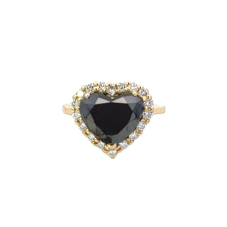 Black Diamond Heart Halo Ring