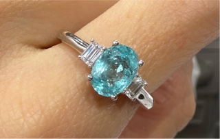 Paraiba & Side Diamond Ring
