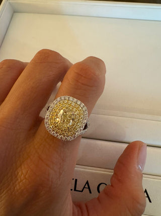 Yellow Diamonds Double Halo Ring