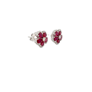 Ruby & Diamond Flowers Earrings