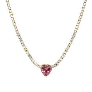 Tourmaline Heart & Diamond Tennis Necklace