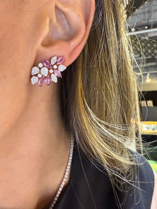 Pink Sapphire Cluster Earrings