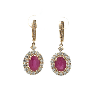 Ruby & Diamond Halo Earrings