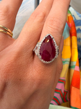 Ruby Pear Halo Ring
