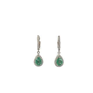 Pear Emerald & Diamond Earrings