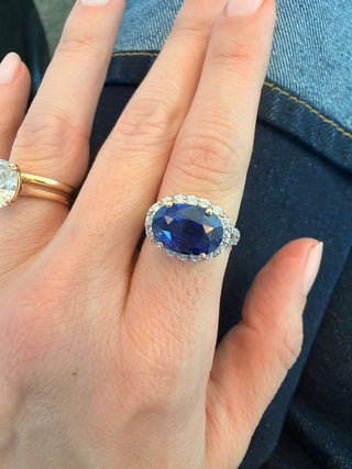Antique Oval Sapphire & Diamond Halo Ring