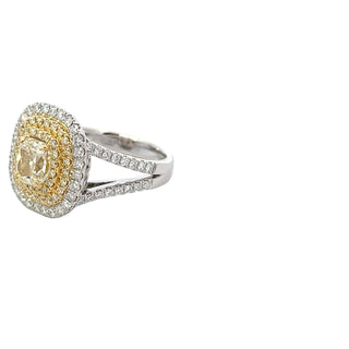 Yellow Diamonds Double Halo Ring