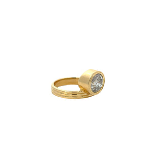 Bezel Salt & Pepper Diamond Ring