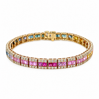 Rainbow Princess Cut Bracelet