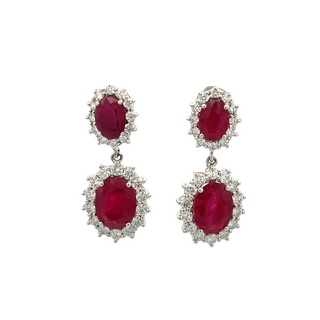 Ruby & Diamond Halo Earrings