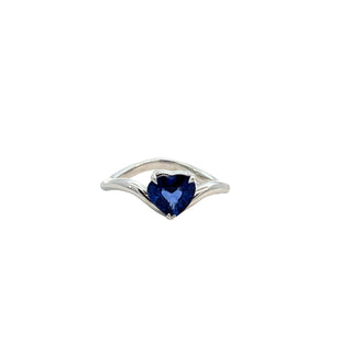 Sapphire Heart Pinky Ring