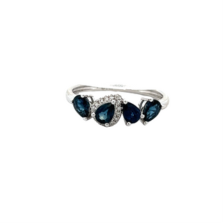 Sapphire & Diamond Pear Ring