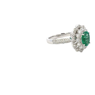 Emerald & Diamond Oval Cut Ringdent