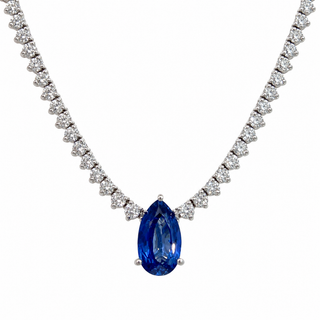 Diamond Tennis With Pear Shape Sapphire Drop