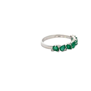 Emerald And Diamond Half Band Ring